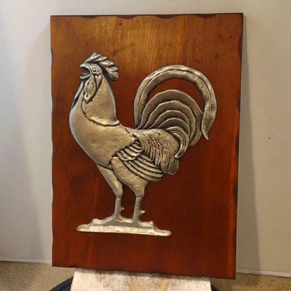 Vintage Farmhouse Rooster Wall Plaque 15" Wood